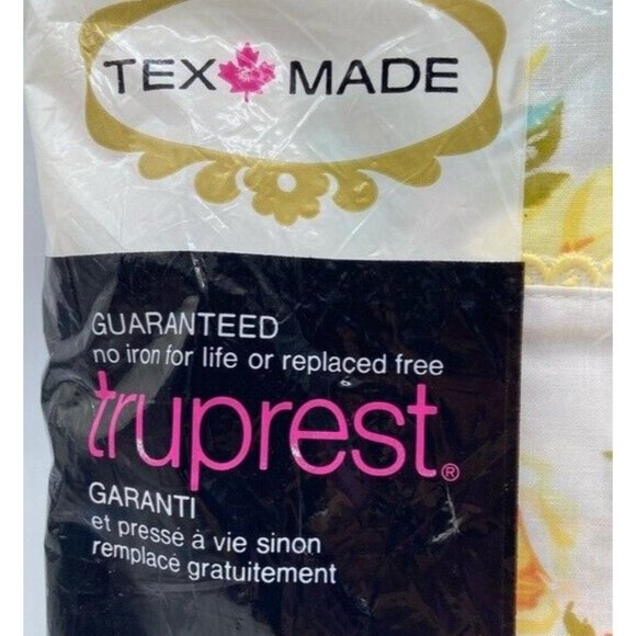 Vintage Tex Made Truprest Yellow Roses Floral Double Full Flat Sheet 81 x 100 - Picture 2 of 6